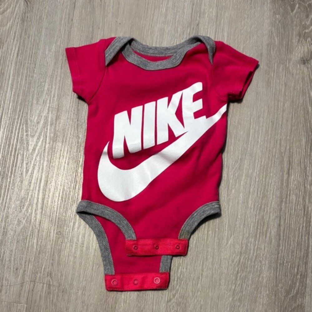 Nike Fuchsia and Gray Baby Bodysuit